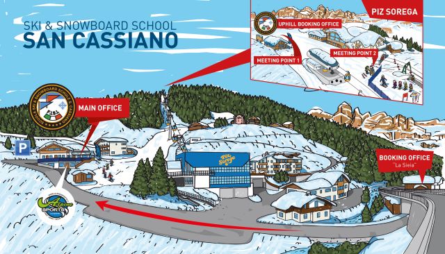 Die Büros der Skischule San Cassiano Bild: Büros Skischule San Cassiano